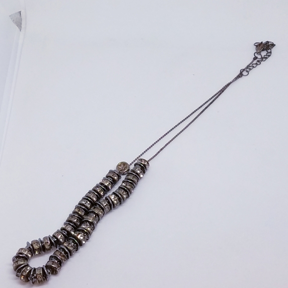 Vintage Crystal Beaded Charm Necklace w/ Spacers 18"-20" Silver Tone - Picture 3 of 3